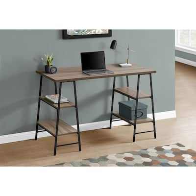 Industrial-Style Computer Desk with 4 Open Shelves