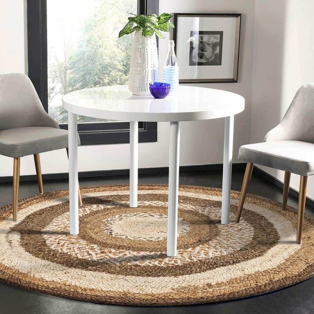 Sevita Organic Jute Abstract Area Rug, Bleach and Natural