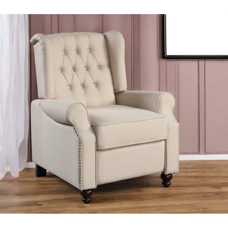 HomeRoots 31" Beige Microfiber Manual Club Recliner - Beige