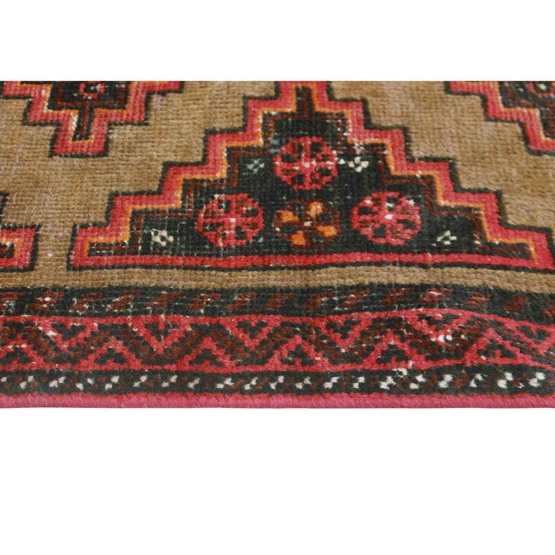 Fine Vintage Distressed Eyup Lt. Brown /Red Runner - 2'6" x 9'5"