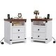 preview thumbnail 1 of 6, Modern Farmhouse Nightstand Set of 2 with Charging Station, 2 Drawer Rustic Bedside Table with USB Ports & Outlets White