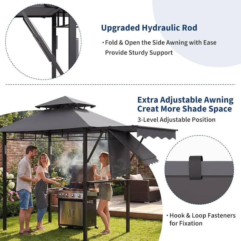 8x5 ft Durable BBQ Grill Gazebo, Weather-Resistant Canopy Shelter for Patio & Backyard - N/A