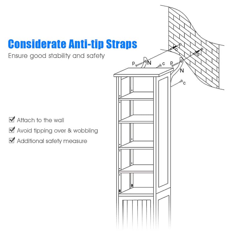 Costway 72''H Bathroom Tall Floor Storage Cabinet Shelving Display - See Description