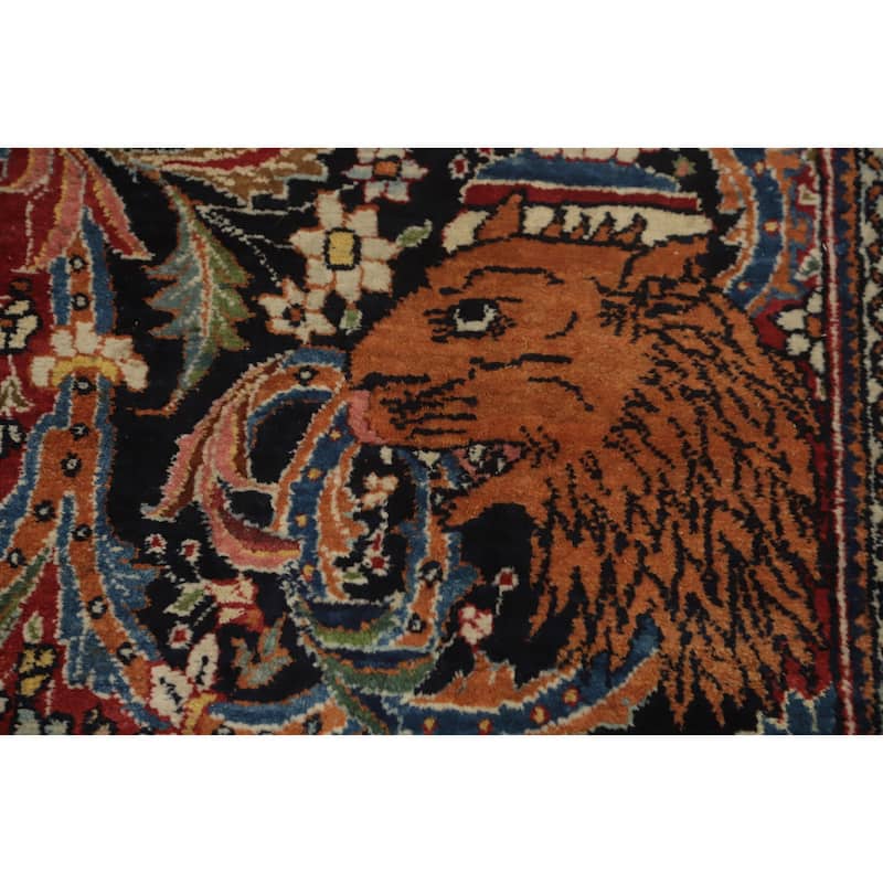 Hand Knotted Oriental 100% Wool Carpet Traditional Floral Navy Blue & Blues Kashmar Area Rug - 15' 7'' X 10' 1''