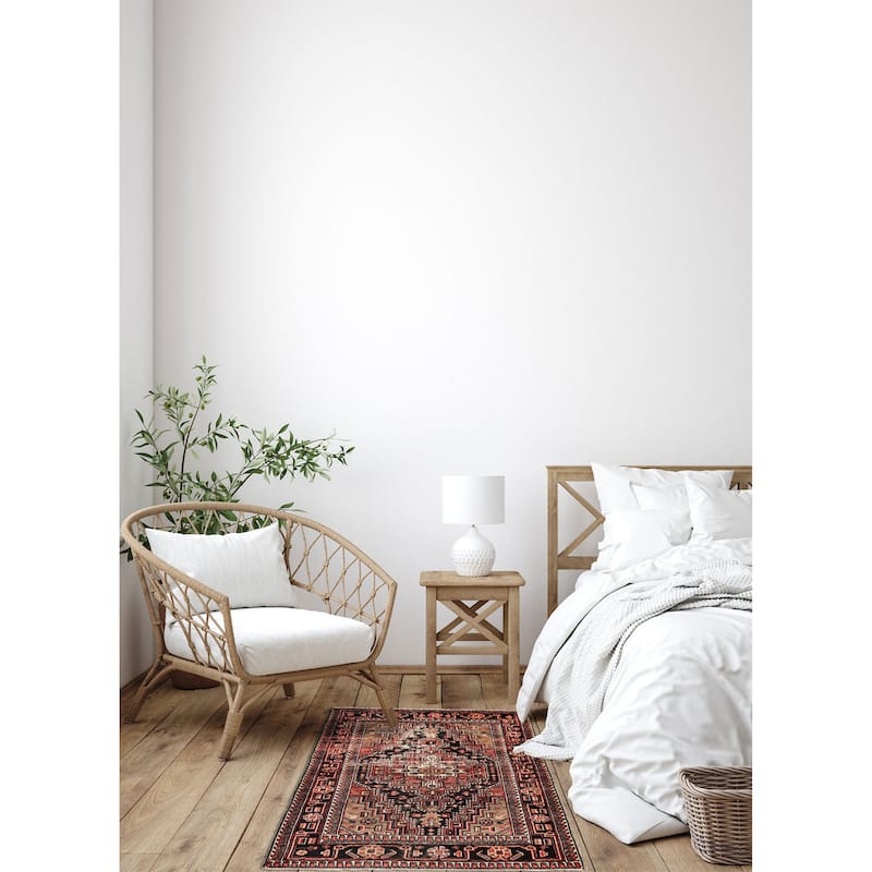 ECARPETGALLERY Hand-knotted Anatolian Vintage Black, Red Wool Rug - 4'5 x 6'10