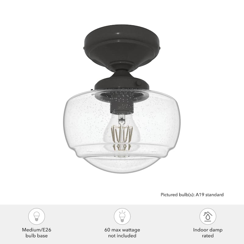 Hunter Saddle Creek 1 Light Contemporary Schoolhouse Flush Mount Ceiling Light - Bathroom, Hallway, Bedroom, Entry - Damp Rated!