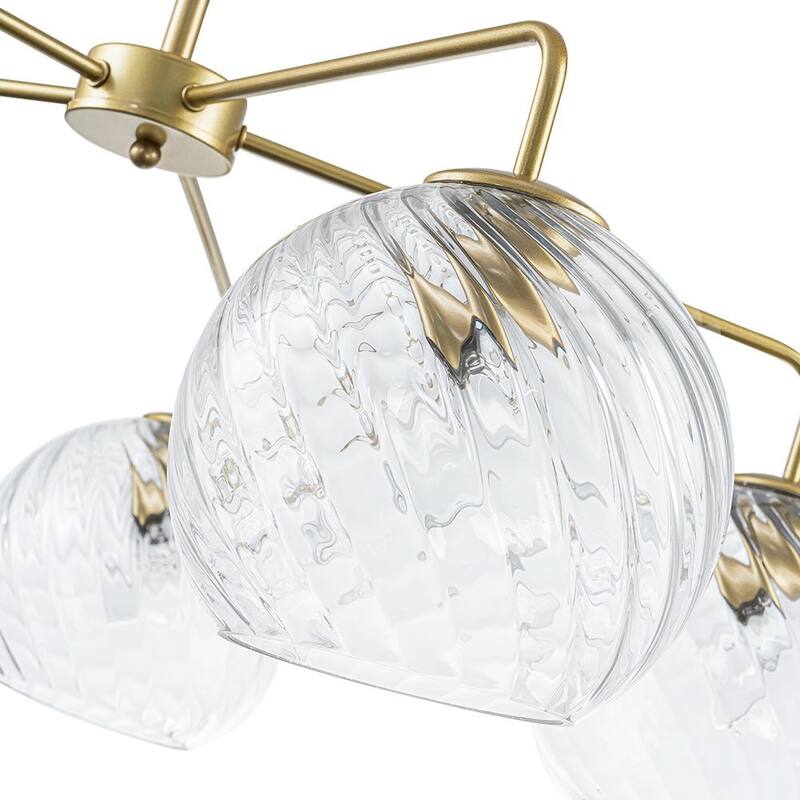 5-Light Blue Swirled Glass Globe Bubble Round Chandelier 35in