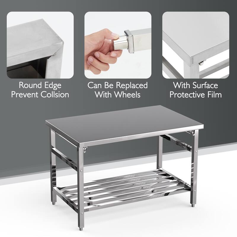 48 x 30 Inches Folding Stainless Steel Work Table