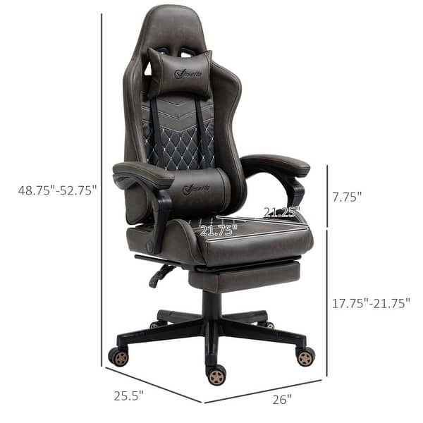 dimension image slide 1 of 3, Vinsetto Gaming Chair Racing Style Office Ergonomic Chair Adjustable Height Swivel Recliner High Back PC Computer Desk Chair