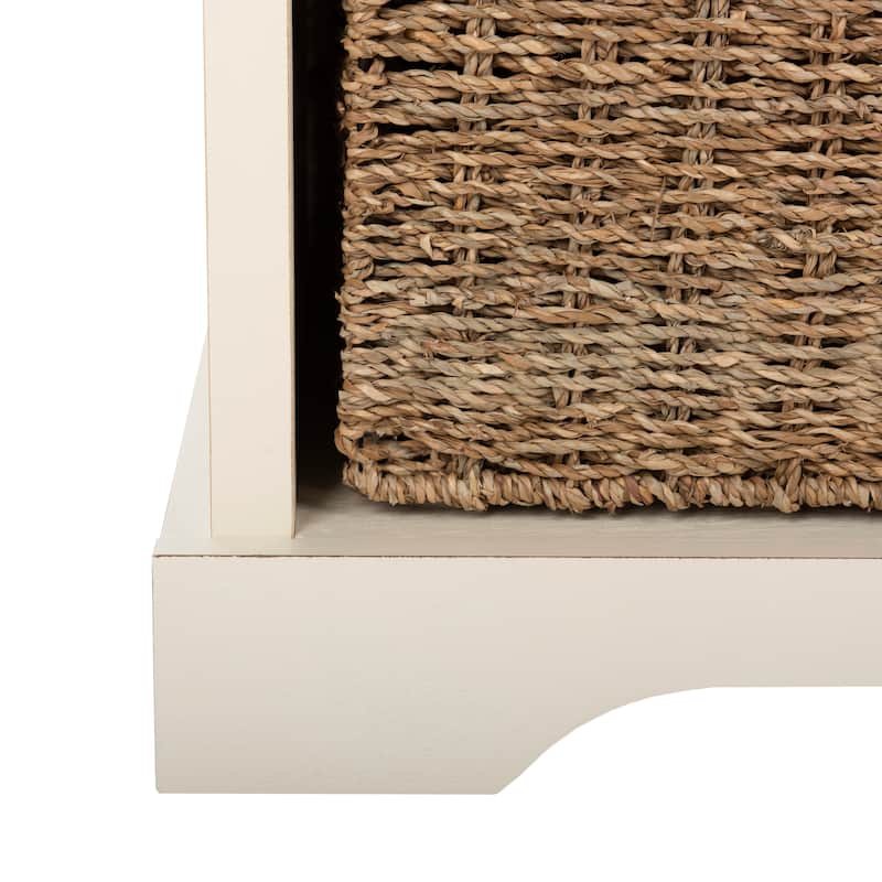 SAFAVIEH Lonan White 3-drawer Wicker Storage Bench - 47" W x 16.1" L x 19.9" H