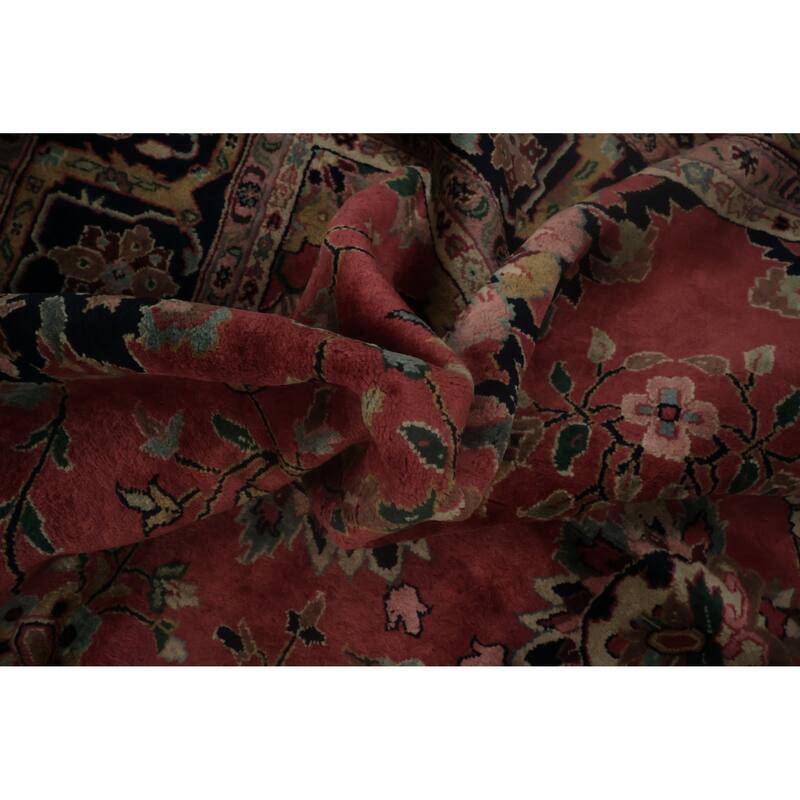 Hand Knotted Oriental 100% Wool Carpet Traditional All-Over Pink Sarouk Area Rug - 9' 9'' X 8' 0''