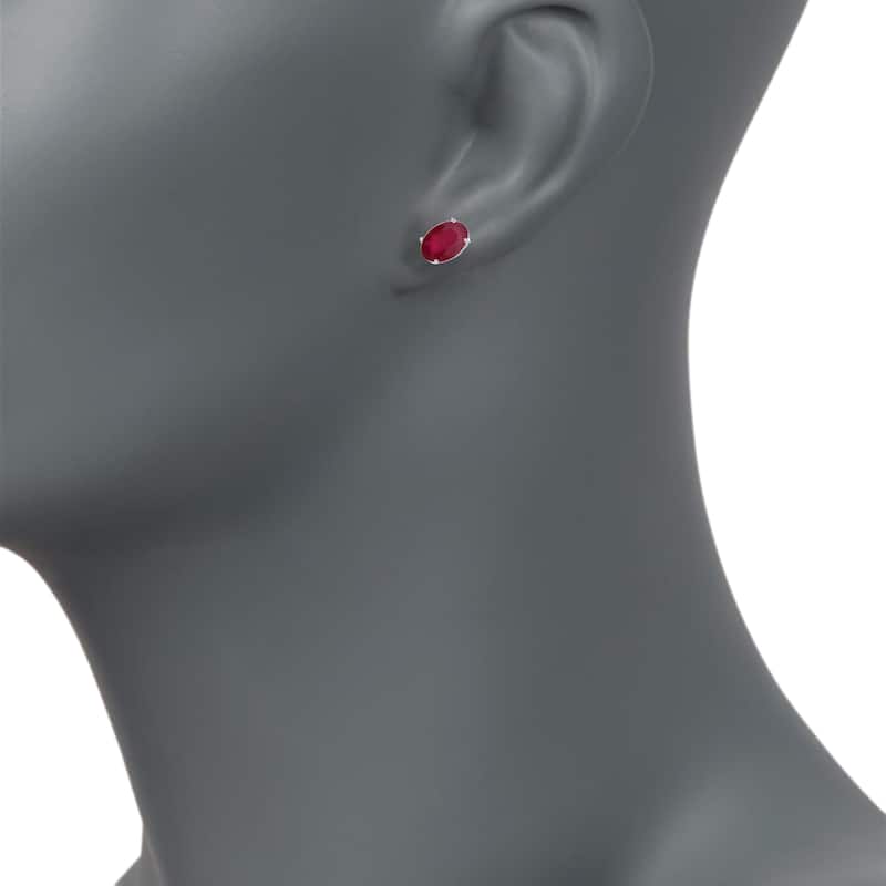 Sterling Silver 8x6 Oval Genuine Gemstone Birthstone Stud Earrings