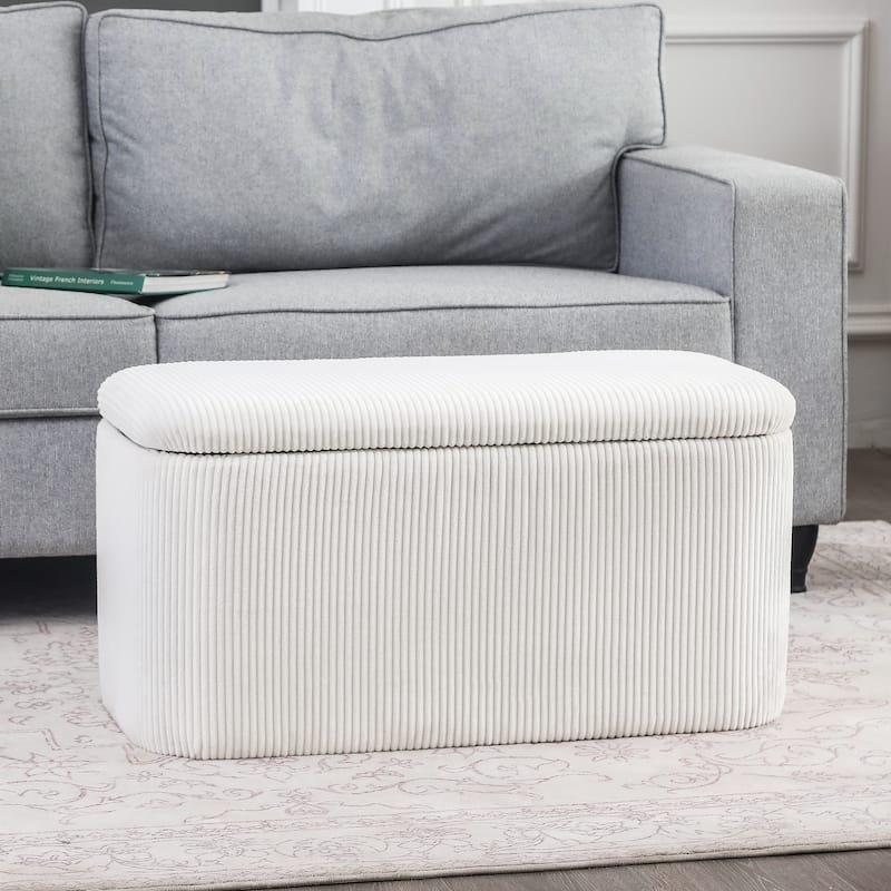 Adeco Storage Ottoman Bench, 31" Storage Bench for Bedroom Living Room