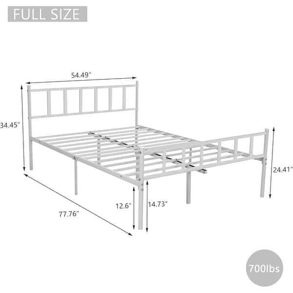 dimension image slide 8 of 10, alazyhome Classic Metal Platform Bed Frame Steel Slat Support, Black