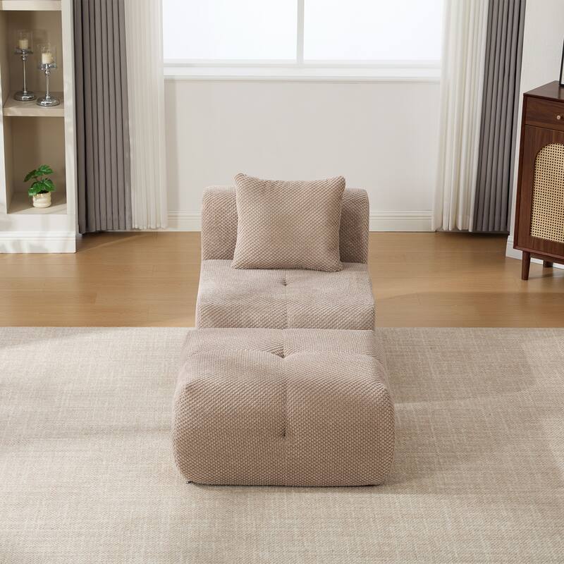 Modern Upholstered Accent Chair with Pillow and Ottoman,No Assembly Required