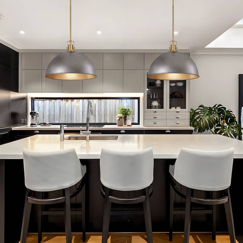 Modern Industrial 1-Light Dome Metal Pendant Light for Kitchen Island