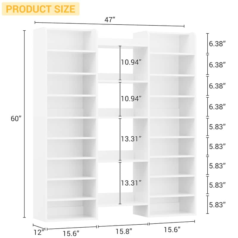 10-Tiers Shoe Rack with 22 Open Cubbies, 60''H × 47''W, Freestanding Shoe Storage Organizer with Shelves for Entryway - N/A