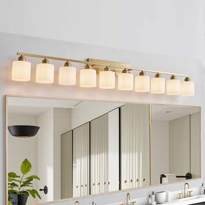 65" Gold Bathroom Vanity Light - Milky Glass - Wall Sconce for Bedroom, Hallway
