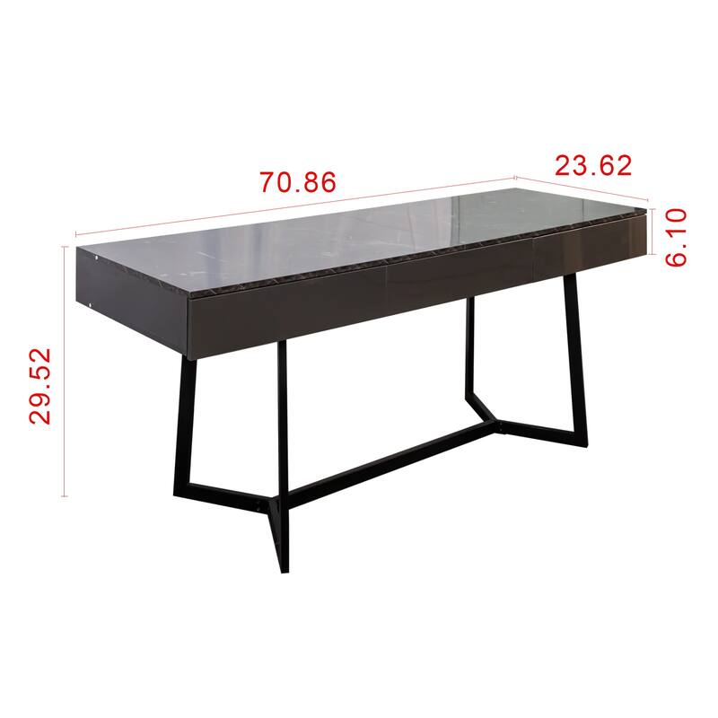 GDF Studio - Hellio Modern Computer Desk with Y-Shaped Metal Legs and Spacious Work Surface - 70.87"