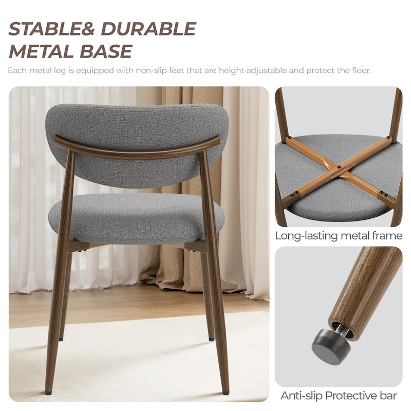 RENEWLINE Mid-Century Modern Tapered Dining Chairs with Upholstered Seat & Iron Frame