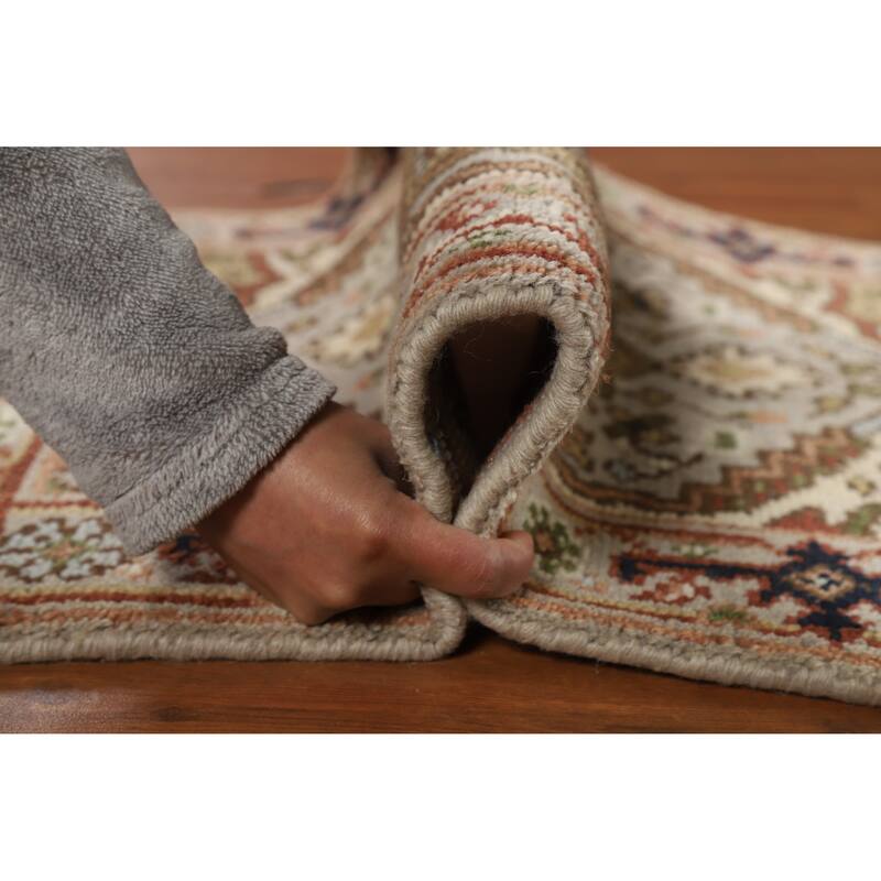 Hand Knotted Oriental 100% Wool Carpet Traditional Medallion Greys & Charcoal Heriz (serapi) Area Rug - 3' 0'' X 2' 0''