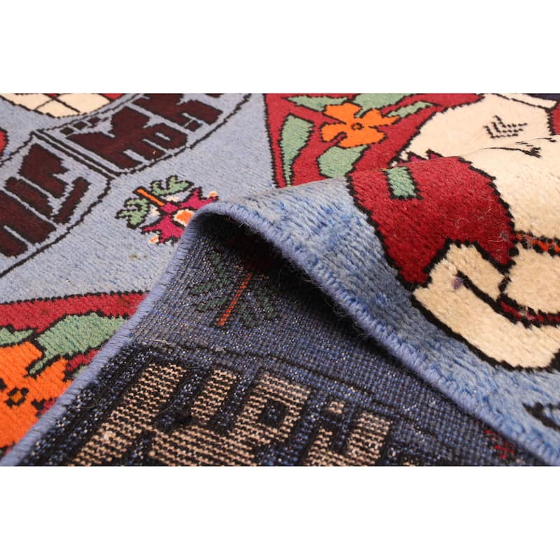 ECARPETGALLERY Hand-knotted Teimani Light Denim Blue Wool Rug - 2'11 x 5'9