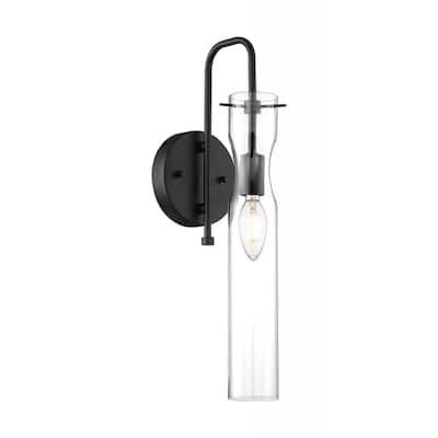 Spyglass - 1 Light Sconce with Clear Glass - Black Finish