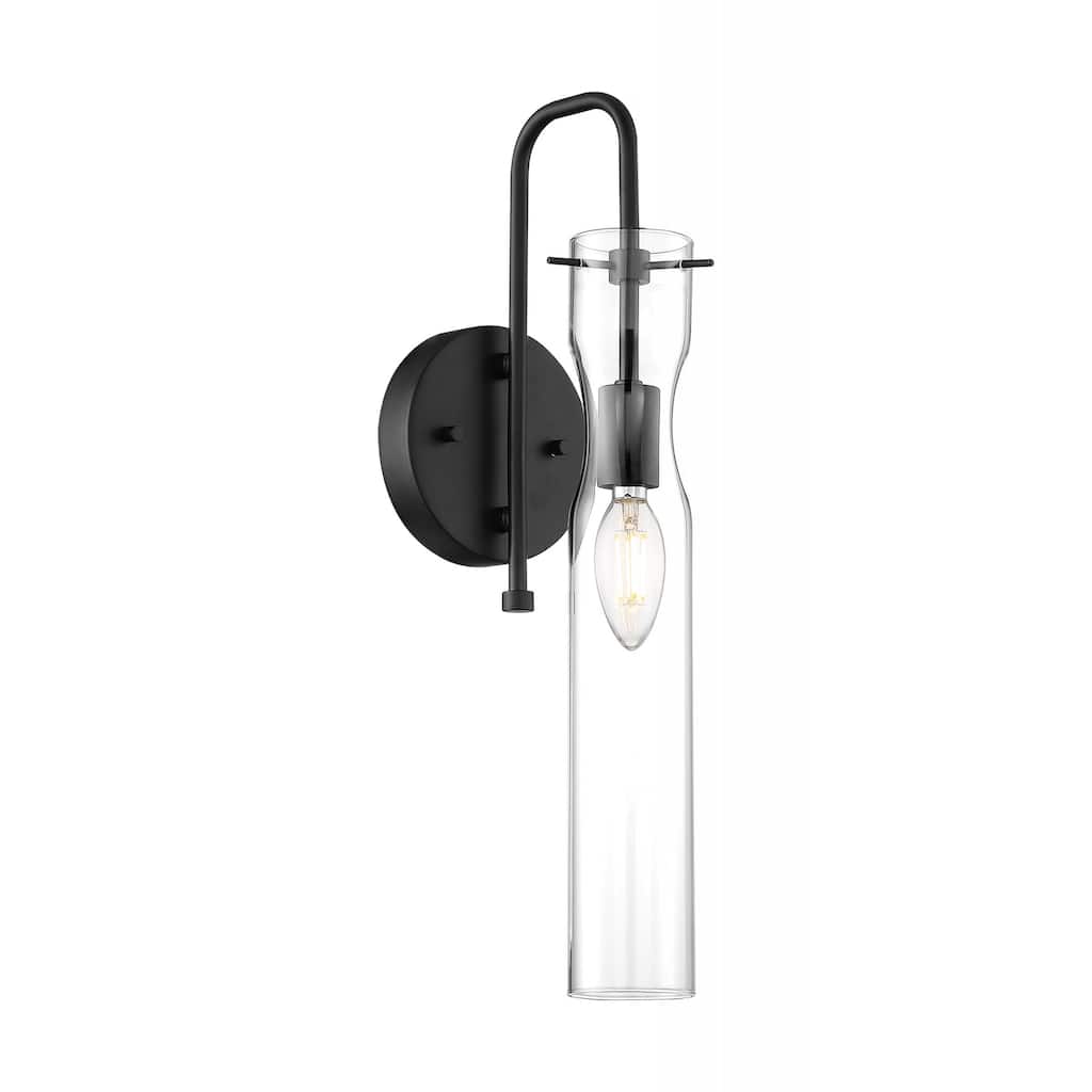 Spyglass - 1 Light Sconce with Clear Glass - Black Finish