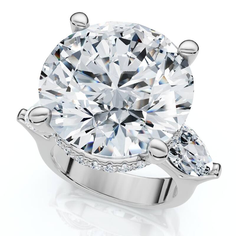 Certified 11.75Ct Diamond Round & Marquise Accent Ring White Gold Lab Grown