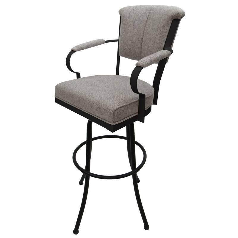 Miami Extra Tall 34" Spectator Metal Bar Stool on Noam Base - 34" Seat Height - Portwood Ash - Black