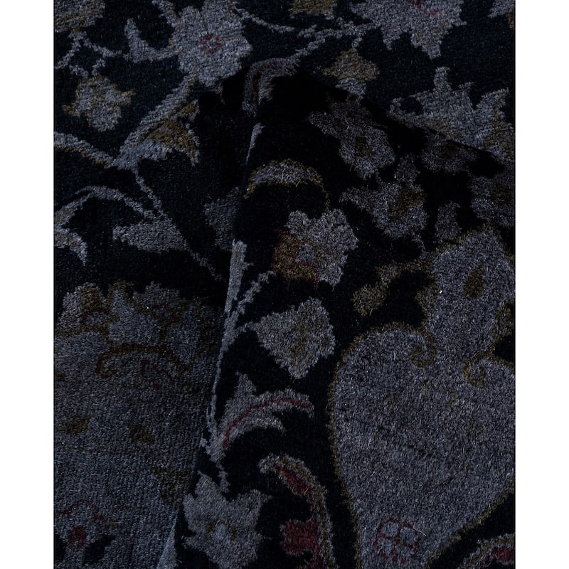 Overdyed One-of-a-Kind Hand-Knotted Area Rug - Black - 2' 7" x 10' 6"
