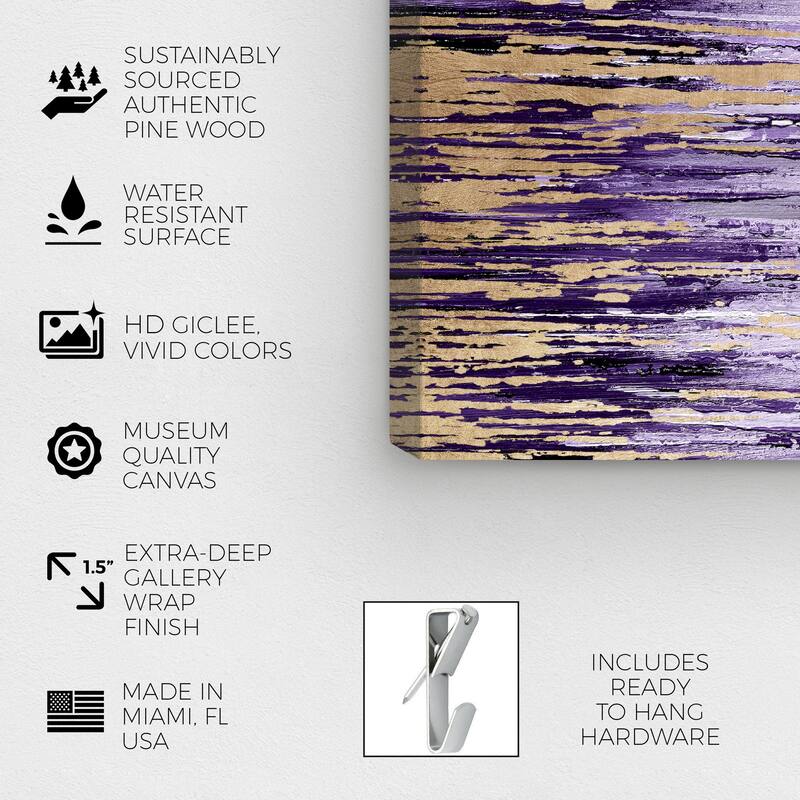 Wynwood Studio Canvas Abstract Lavender Rains Duet II Gold and Metallic Gold Modern & Contemporary Wall Art Canvas Print