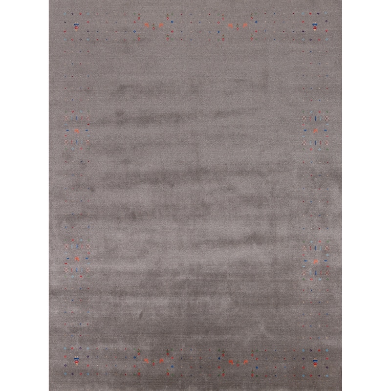 Gabbeh Indian Area Rug Hand-Knotted Wool Carpet - 7'10" x 9'9"