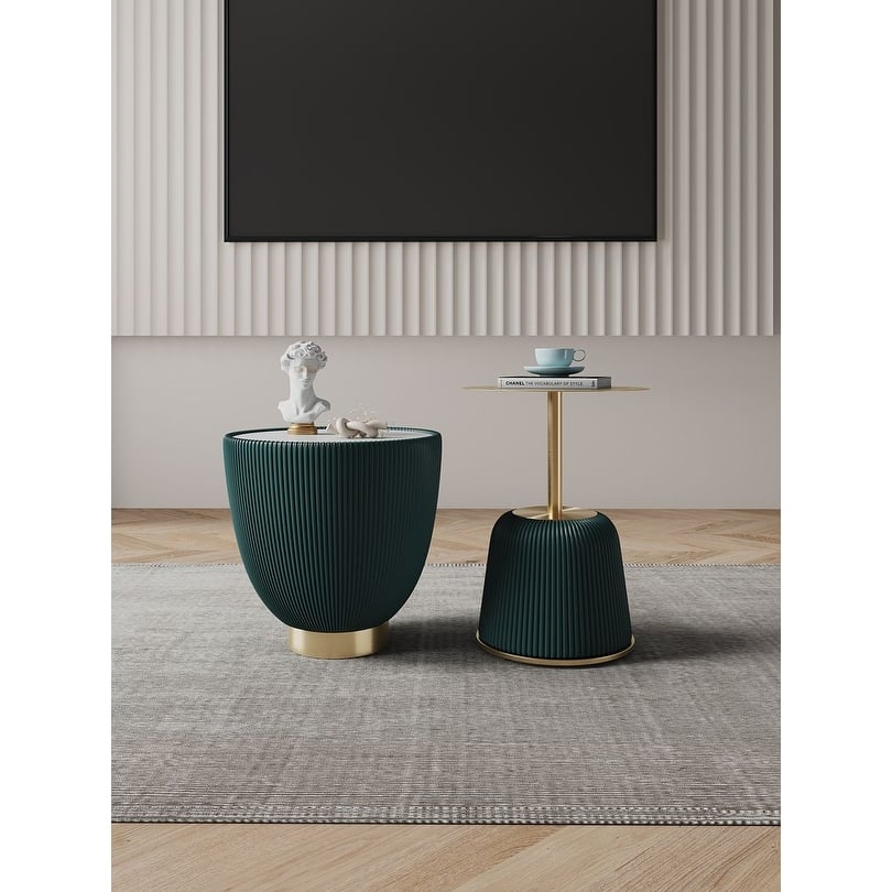 Manhattan Comfort Modern Anderson Ceramic Gold Table Set