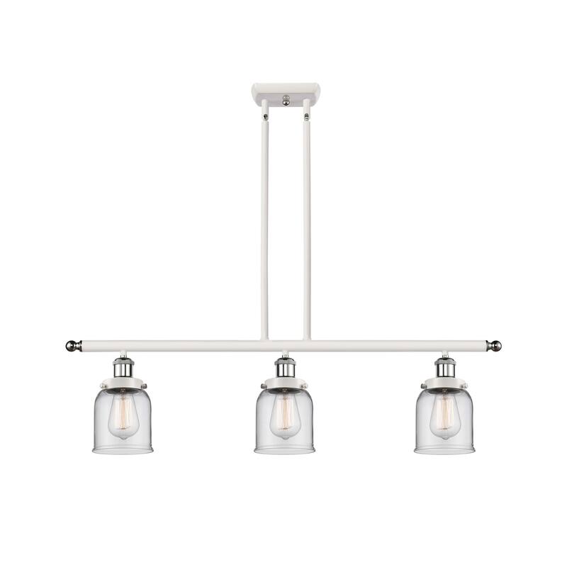 Innovations Lighting 916-3I-10-36 Bell Linear Bell 3 Light 36" Wide - White and Polished Chrome / Clear