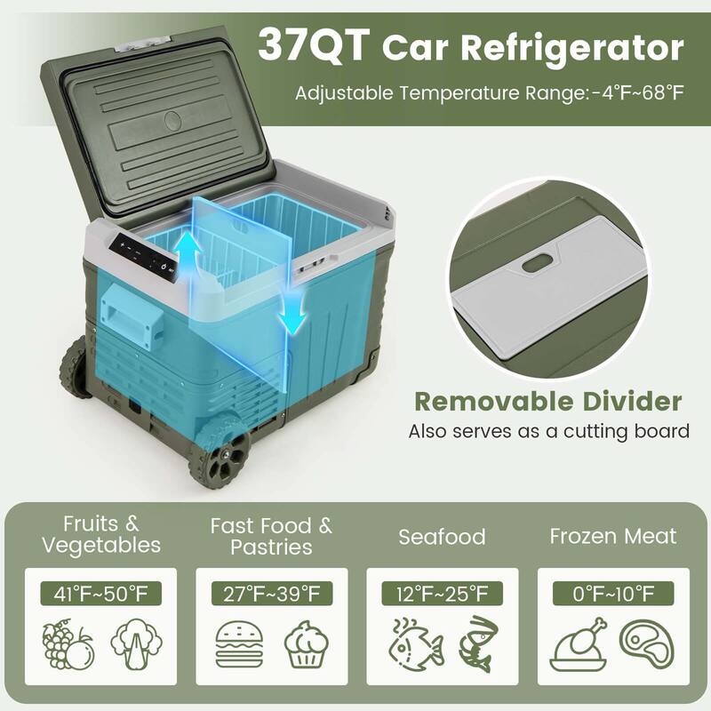 Costway 12 Volt Car Refrigerator 37/53 QT Portable Car Fridge with