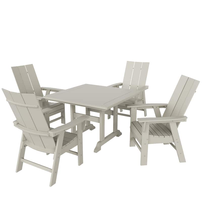 Shoreside 5-Piece Square Poly Eco-Friendly All Weather Outdoor Dining Set with Armchairs