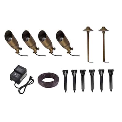 Amira Outdoor Brass Pathway Lighting Kit 1 Pack of 6 - 6 inch