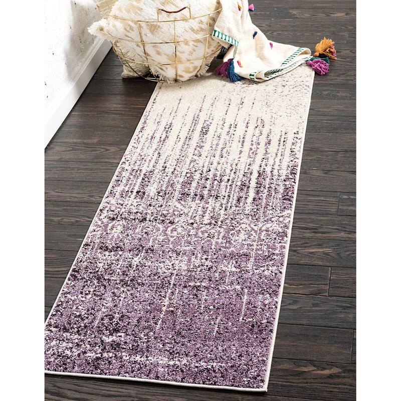 Contemporary Weby Collection Area Rug - 2'7"x10' - Purple