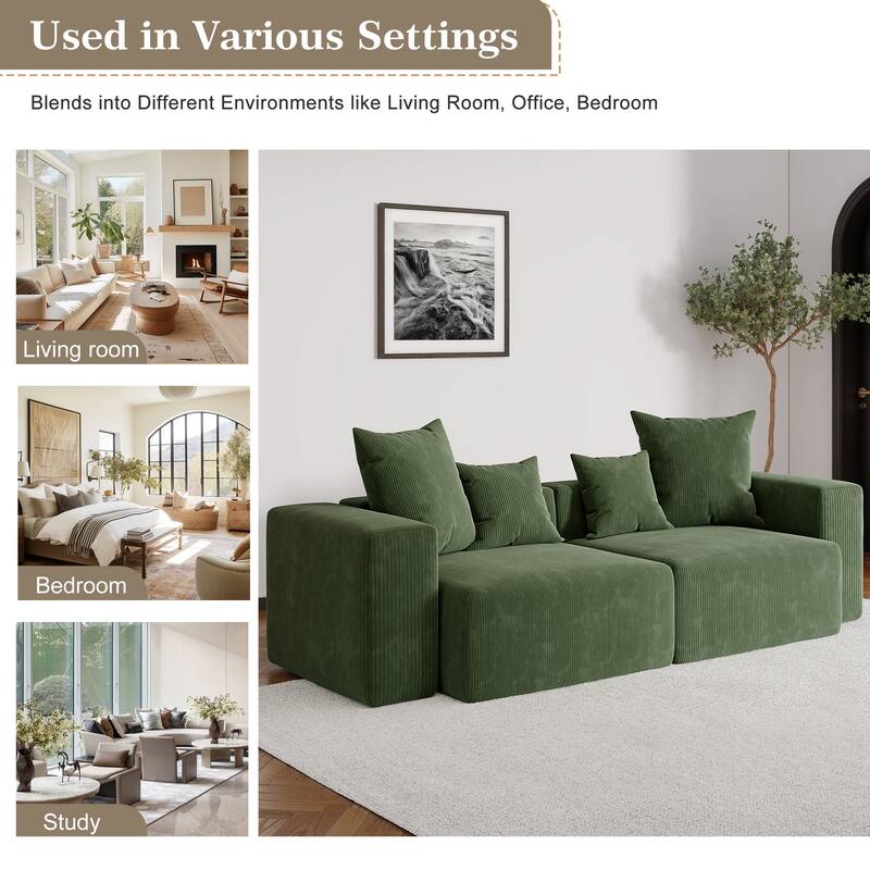 Oversized Corduroy Upholstery Modular Sofa No Assembly