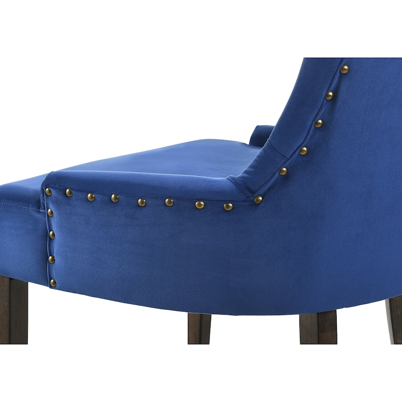 Farren Blue Velvet & Weathered Oak Finish Side Chair (Set of 2)