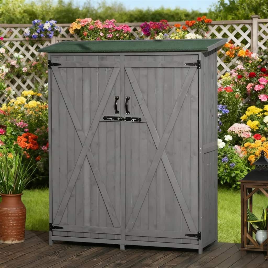 Wooden Garden Storage Garden Shed Utility Tool Organizer with Waterproof Asphalt Rood