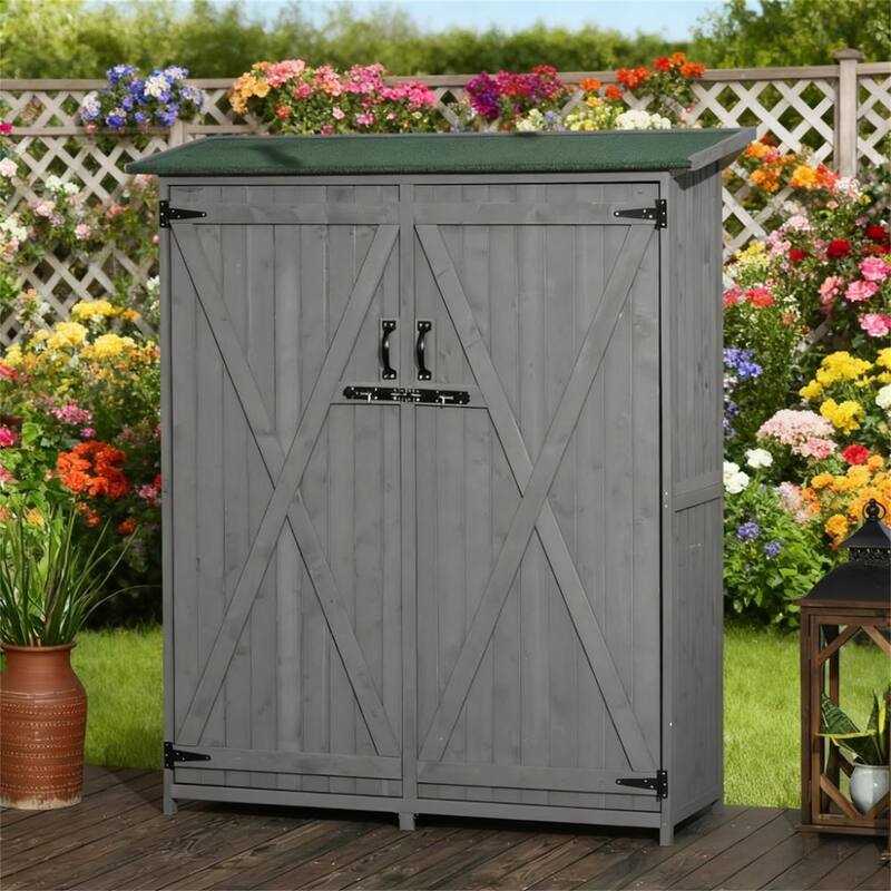Wooden Garden Storage Garden Shed Utility Tool Organizer with Waterproof Asphalt Rood