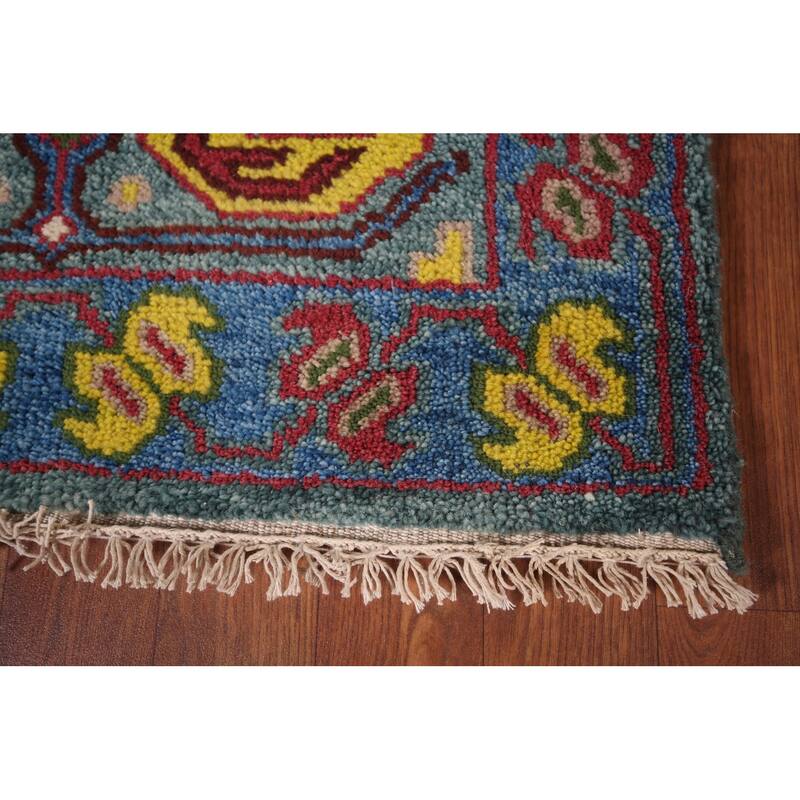 Geometric Kazak Oriental Runner Rug Hand-Knotted Wool Carpet - 2'6"x 9'9"