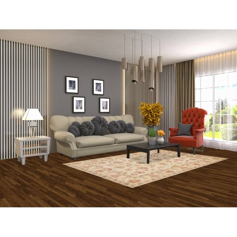 Transitional Floral Oushak Area Rug Hand-Knotted Wool Carpet - 4'11" x 7'8"