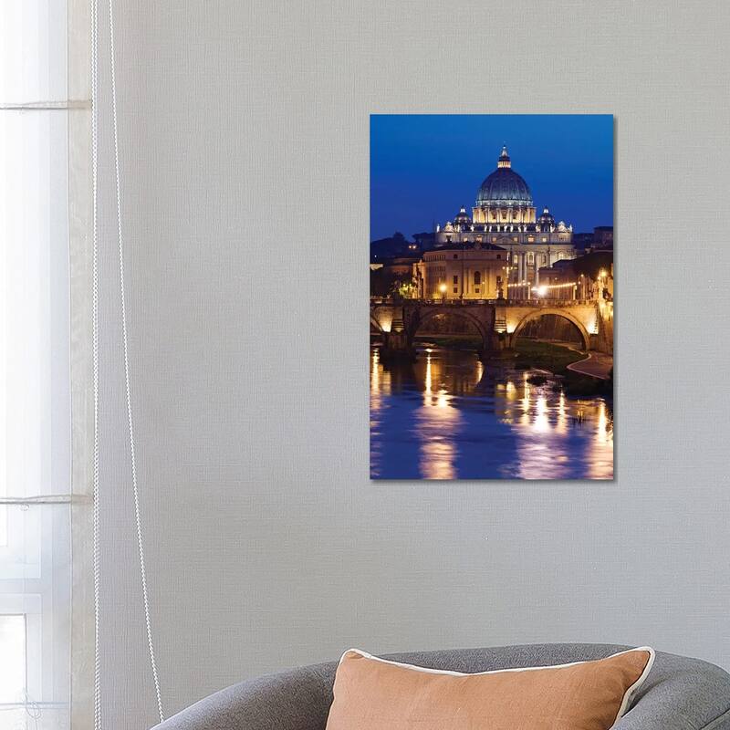 iCanvas "Italy, Rome, St. Peters Basilica, Tiber River night scene." by Jaynes Gallery Canvas Print - 26x18x1.5