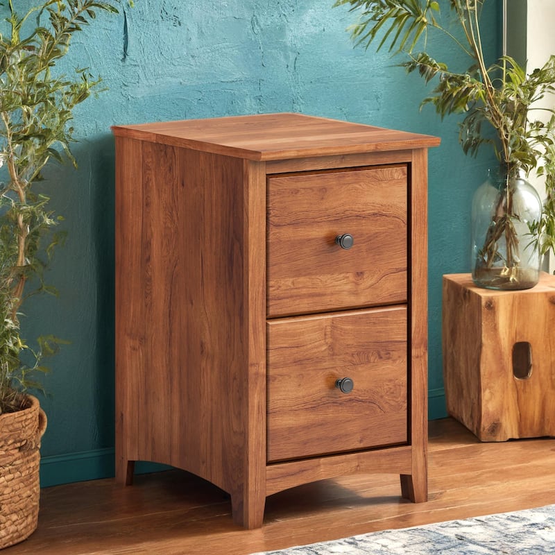 Arch+Haven Solid Wood 2-Drawer Vertical Filing Cabinet - Rubbed - Golden Pecan