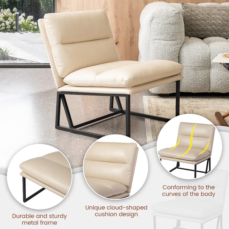 Glitzhome Set of 2 30.25"H Modern Ergonomic PU Accent Armless Chair