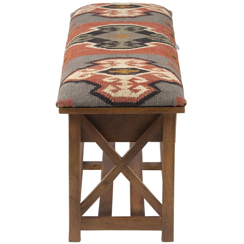 HERAT ORIENTAL Handmade Kilim Upholstered Storage Bench