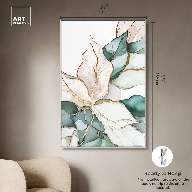 Pastel Leaves with Gold II Canvas by Art Remedy